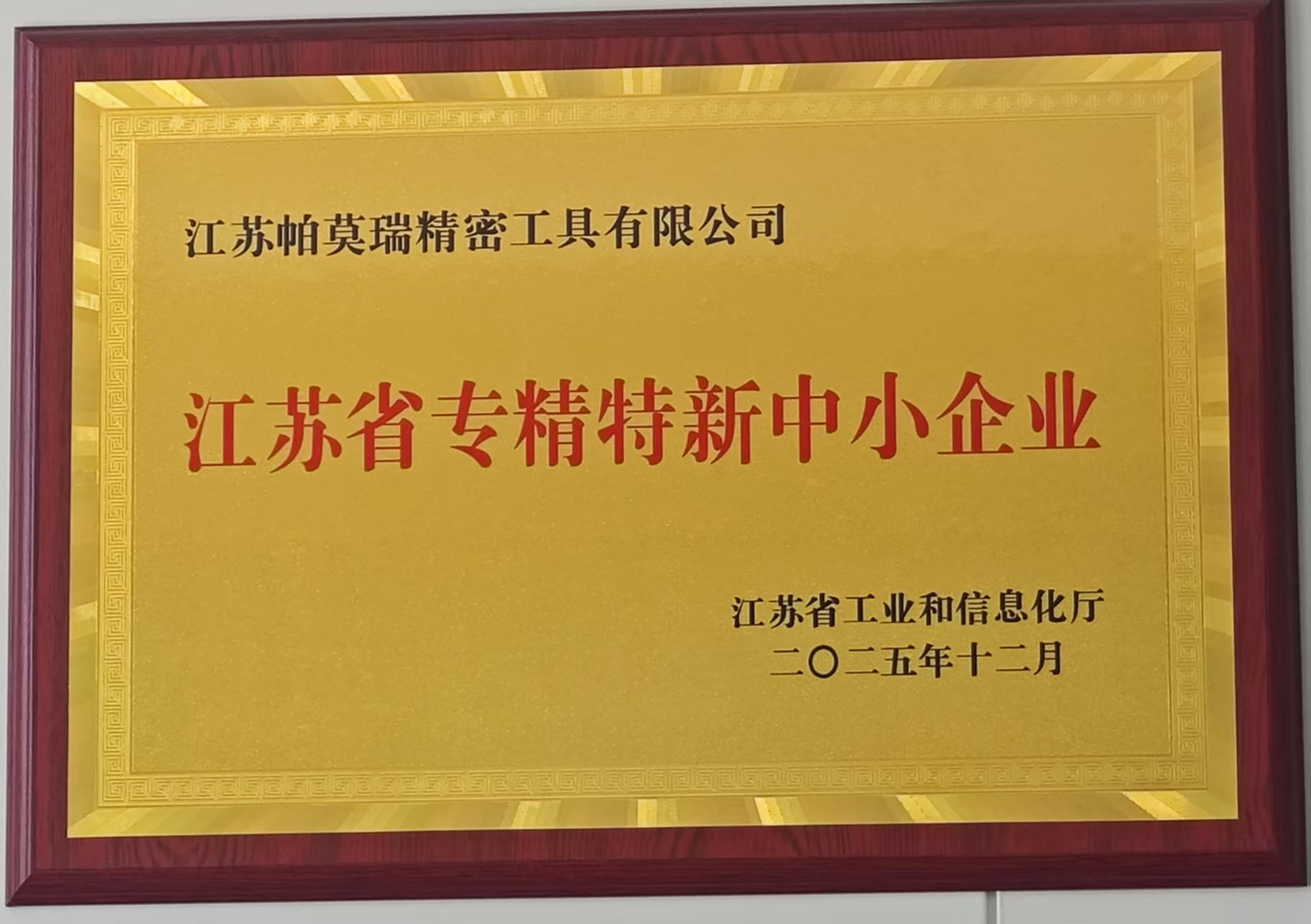 帕莫瑞精密工具资质证书