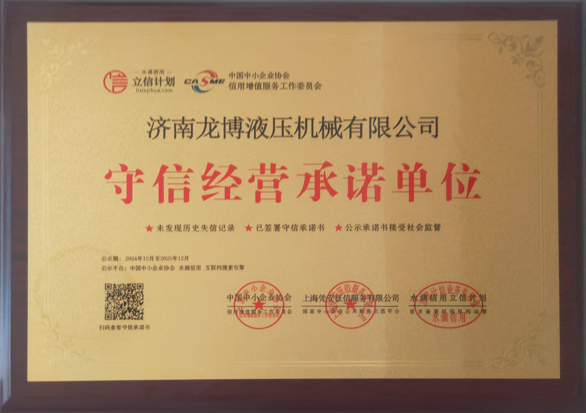 龙博液压机械资质证书